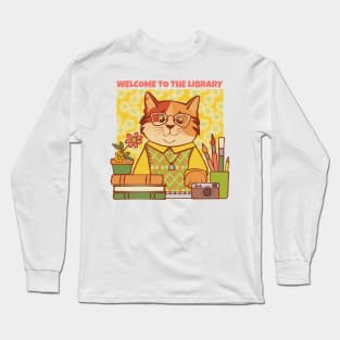 Library Welcome Librarian Cat Long Sleeve T-Shirt